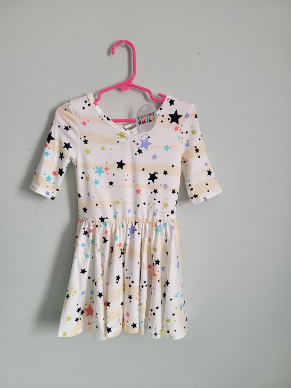 Dot Dot Smile Dress Girl's 2T Toddler Stars & Beige Striped  Twirl Ballerina NWT